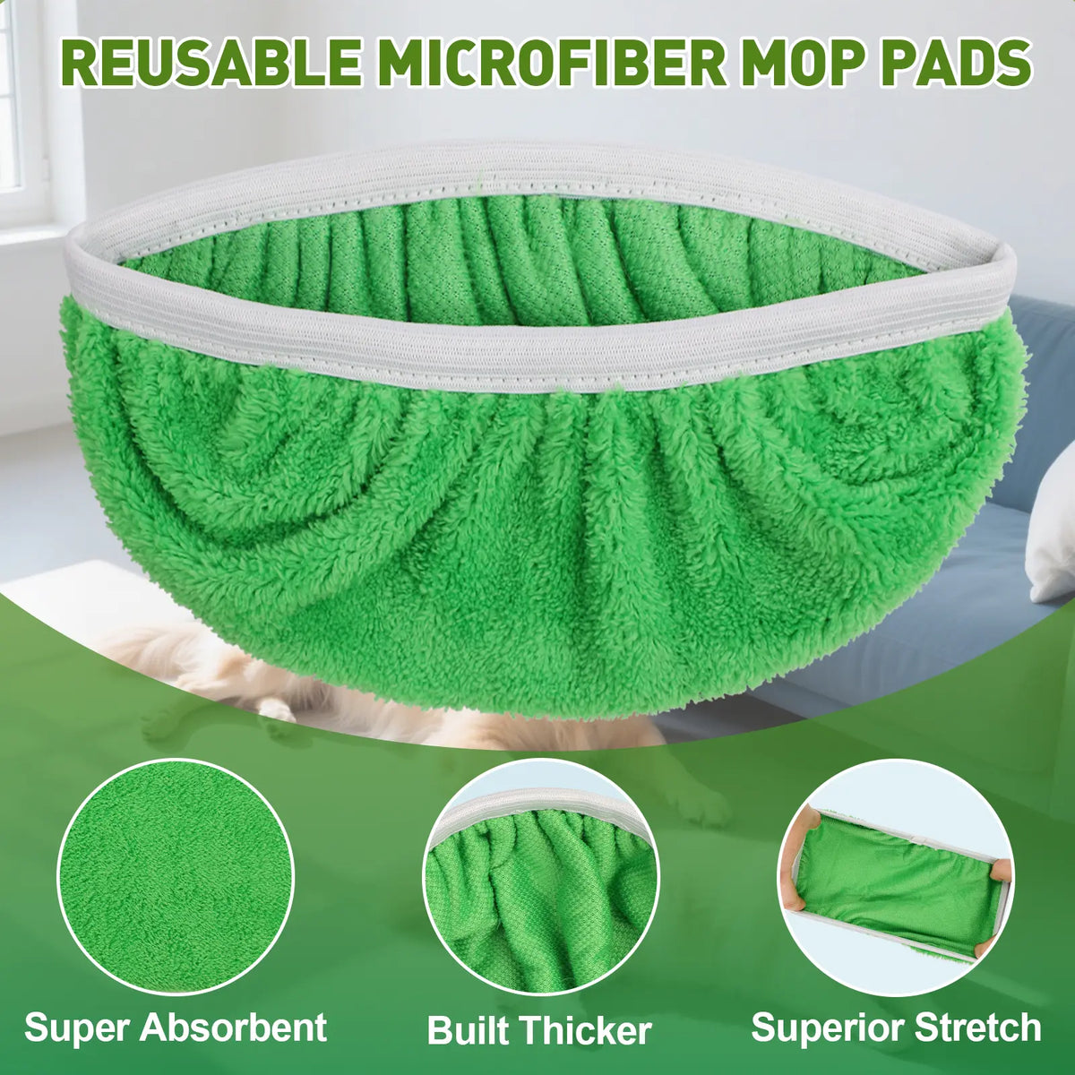 Reusable Microfiber Mop Pads for Flat Mop – Wet & Dry Cleaning Refills
