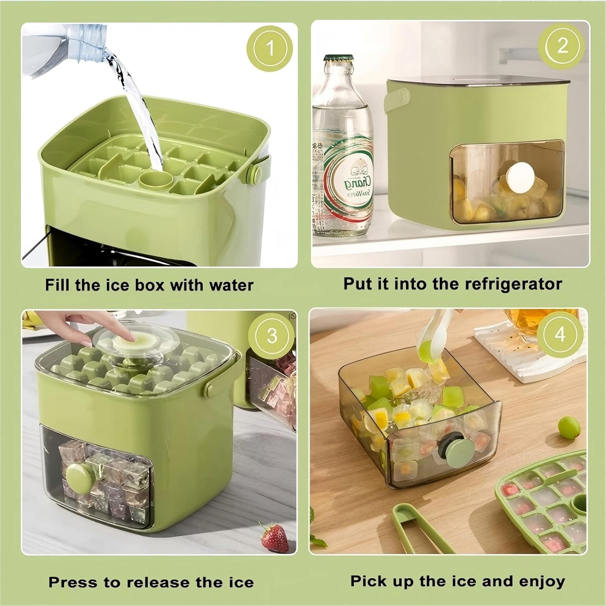Ice Cube Tray with Lid and Bin, Ice Trays for Freezer, Flexible Ice Cube Trays,2 Pack for Freezer, 48 Pcs Ice Cube Mold with Ice Scoop for Personal Use in Whiskey, Cocktail, Coffee and DIY