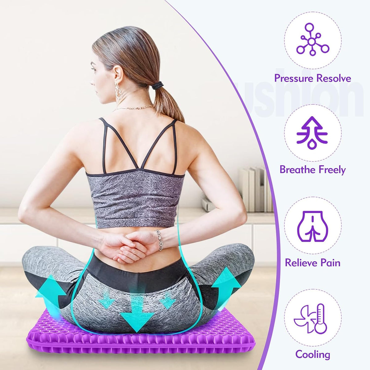 Double-Thick Gel Seat Cushion Honeycomb Breathable Non-Slip
