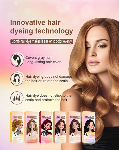🧴3-in-1 herbal hair coloring comb | Easy hair coloring at home with built-in brush