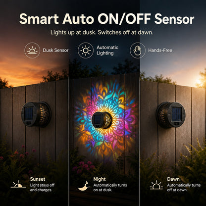 ✨Solar Mandala Wall Light | Outdoor Garden Fence Projector Lamp 🪐🌌