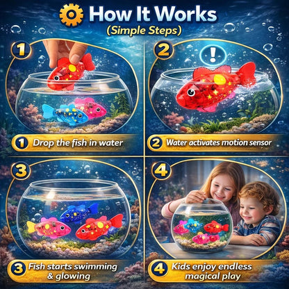 Magic Glowing Robot Fish (4-Pack) - Water-Activated LED Swimming Toys 🐠✨