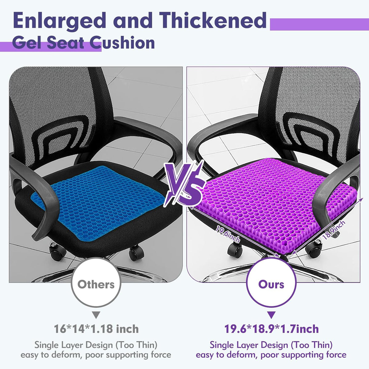 Double-Thick Gel Seat Cushion Honeycomb Breathable Non-Slip