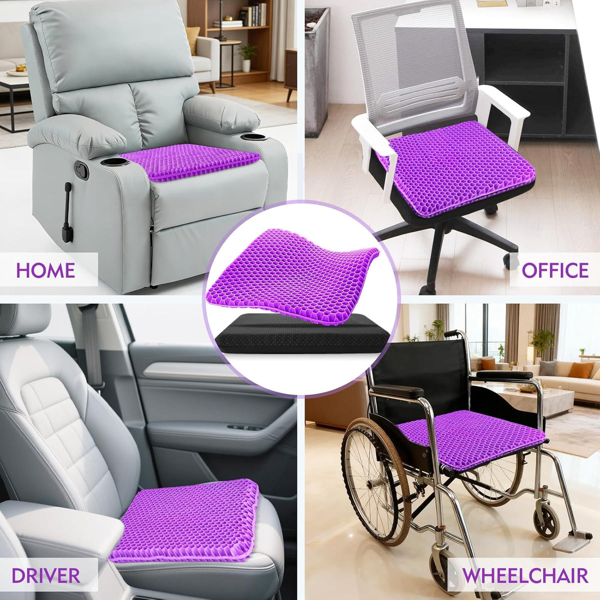 Double-Thick Gel Seat Cushion Honeycomb Breathable Non-Slip