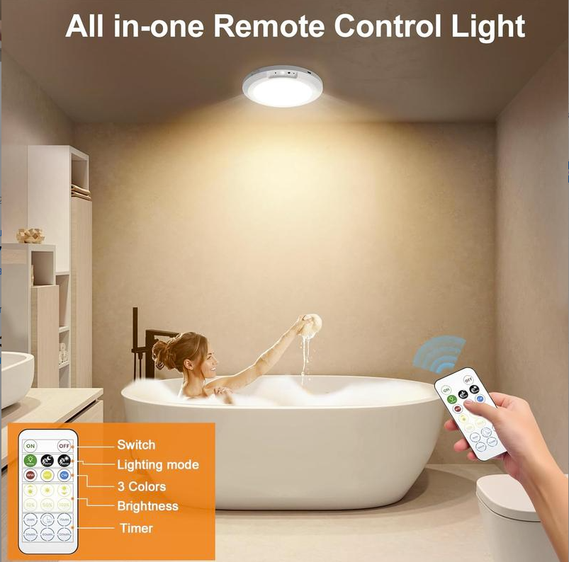 Rechargeable Motion Sensor LED Ceiling Light with Remote