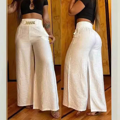 🔥Women's High-Waist Wide-Leg Trousers with Belt Accent💓Buy 2 Free Shipping
