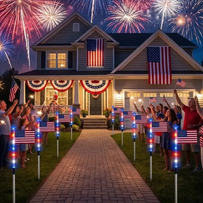 8 Solar American Flag Pathway Lights for 250th Independence Celebration