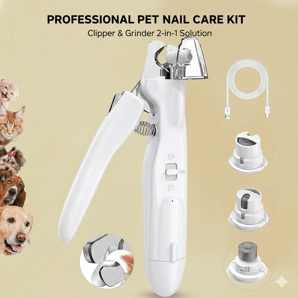 2-in-1 Pet Nail Clipper & Grinder with LED Light