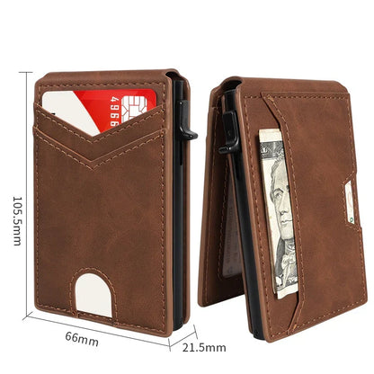 💵Slim RFID Wallet for Men – Pop-Up Card Holder with Money Clip & Dual ID Windows