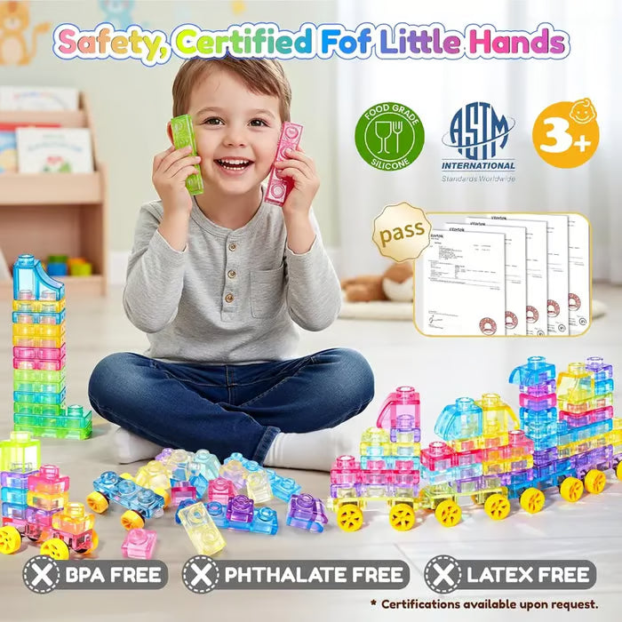 🌈Soft Jelly Stacking Blocks – 40PCS Squishy Sensory STEM Building Toy for Toddlers💛