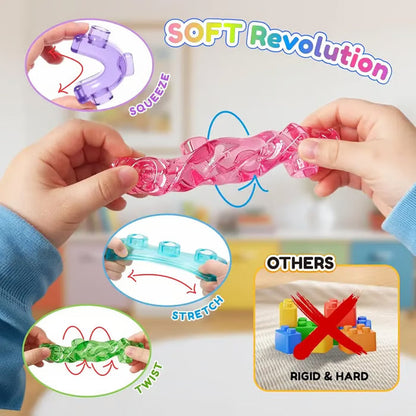 🌈Soft Jelly Stacking Blocks – 40PCS Squishy Sensory STEM Building Toy for Toddlers💛