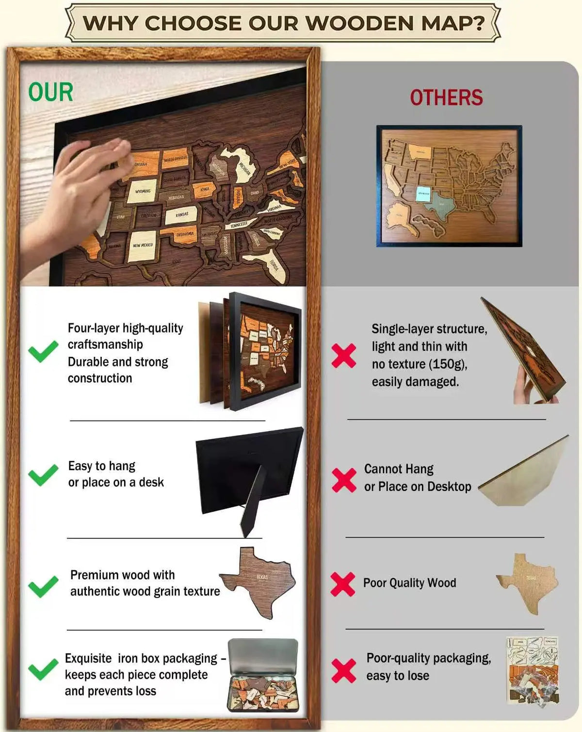 Wooden USA Travel Map Puzzle