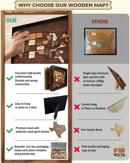 Wooden USA Travel Map Puzzle