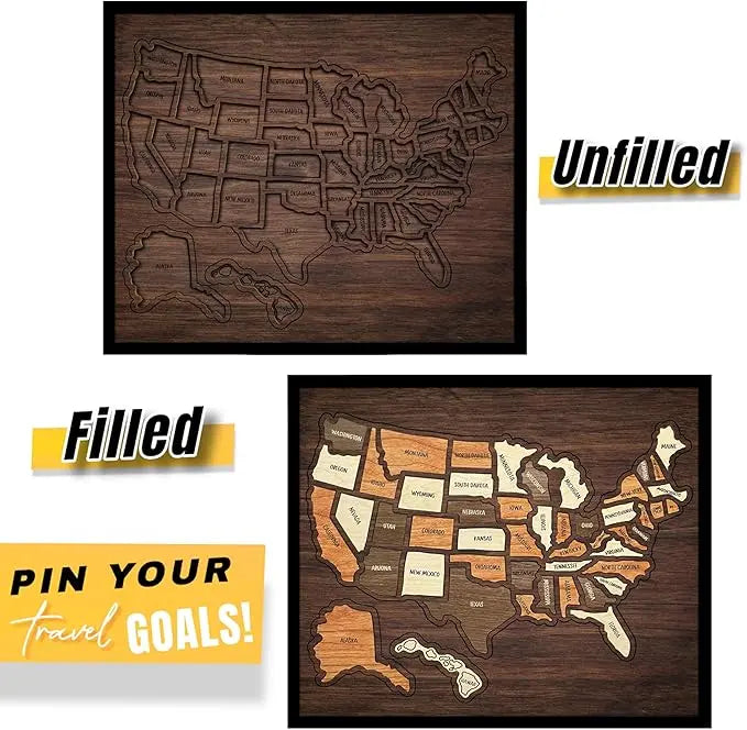 Wooden USA Travel Map Puzzle