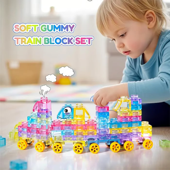 🌈Soft Jelly Stacking Blocks – 40PCS Squishy Sensory STEM Building Toy for Toddlers💛