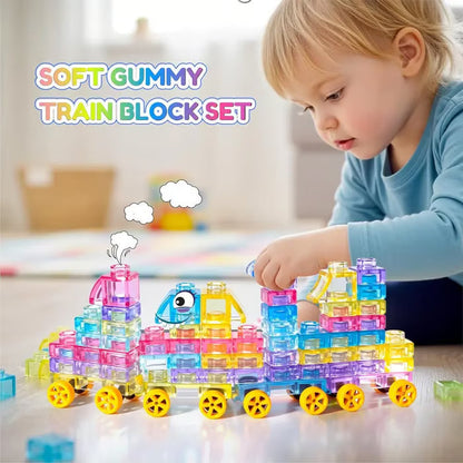 🌈Soft Jelly Stacking Blocks – 40PCS Squishy Sensory STEM Building Toy for Toddlers💛