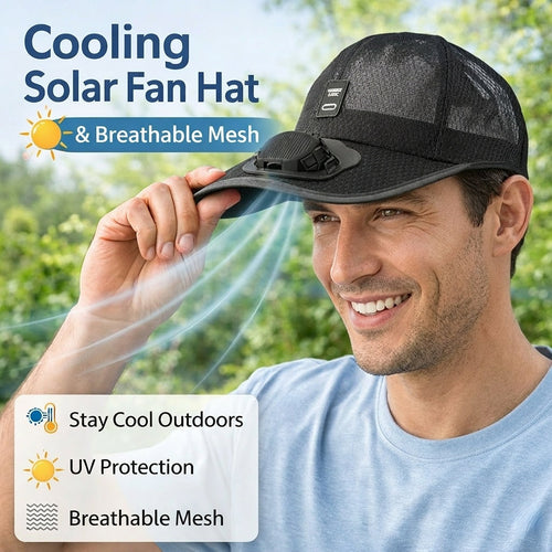 🔥Cooling Solar Fan Hat – UV Protection & Breathable Mesh