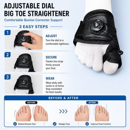 Adjustable Dial Big Toe Straightener – Comfortable Bunion Corrector Support