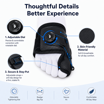 Adjustable Dial Big Toe Straightener – Comfortable Bunion Corrector Support