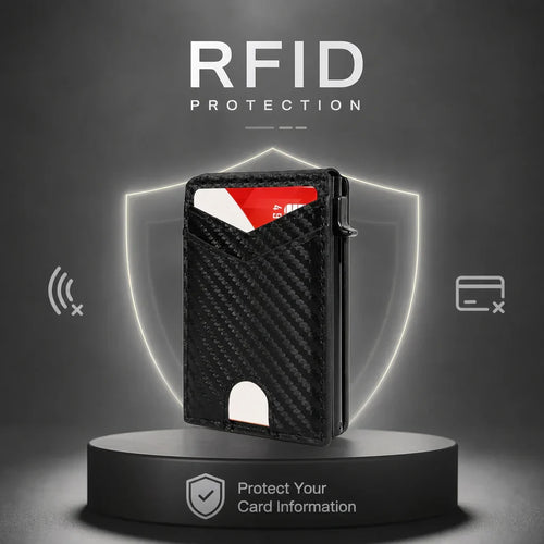 💵Slim RFID Wallet for Men – Pop-Up Card Holder with Money Clip & Dual ID Windows