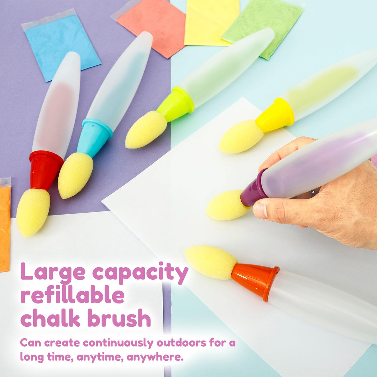 Sidewalk Chalk Paint Brush,Add Water to Brushes to Use,Easy to Use,Washable