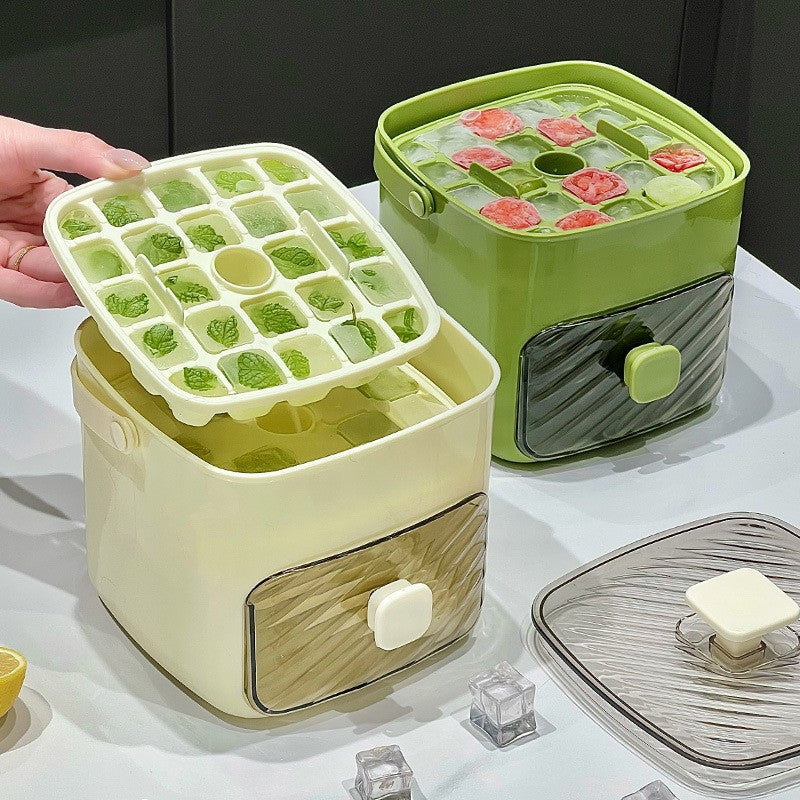 Ice Cube Tray with Lid and Bin, Ice Trays for Freezer, Flexible Ice Cube Trays,2 Pack for Freezer, 48 Pcs Ice Cube Mold with Ice Scoop for Personal Use in Whiskey, Cocktail, Coffee and DIY