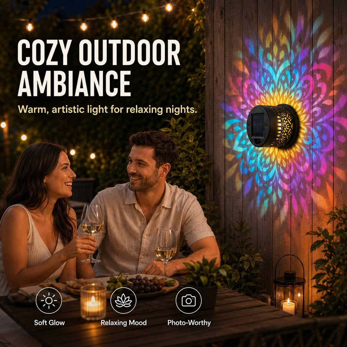✨Solar Mandala Wall Light | Outdoor Garden Fence Projector Lamp 🪐🌌