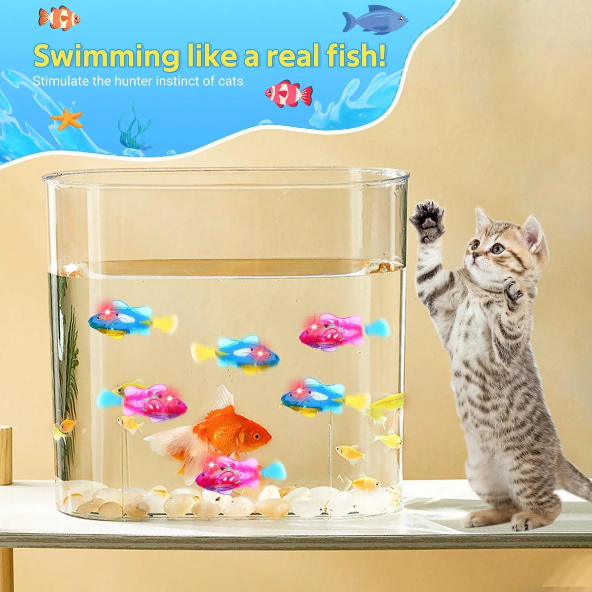 Magic Glowing Robot Fish (4-Pack) - Water-Activated LED Swimming Toys 🐠✨