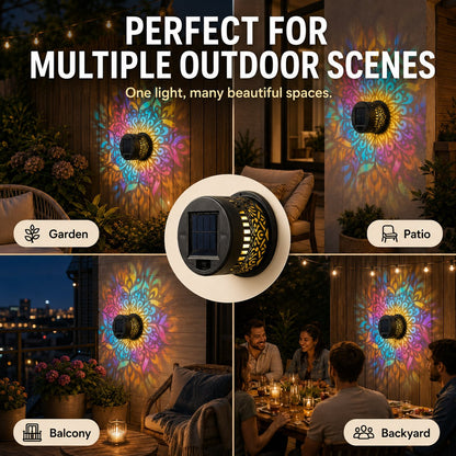 ✨Solar Mandala Wall Light | Outdoor Garden Fence Projector Lamp 🪐🌌