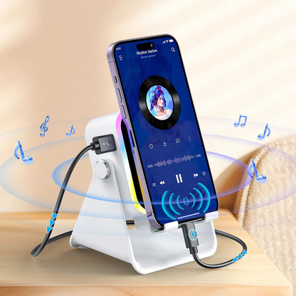 Touch-to-Play Wireless Speaker & Phone Stand 🔥 (RGB Glow Edition) 🌈