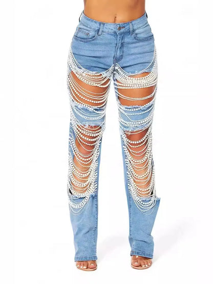 Upgrade your wardrobe 🔥Buy the trendy chain embellished jeans of 2026 now!