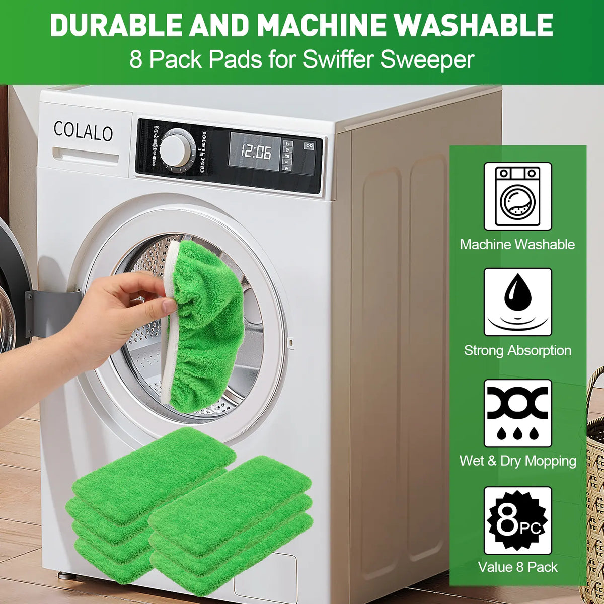 Reusable Microfiber Mop Pads for Flat Mop – Wet & Dry Cleaning Refills