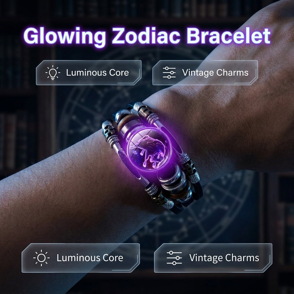 🌌 Wear Your Destiny: The 12 Zodiac Leather Bracelet 🌌