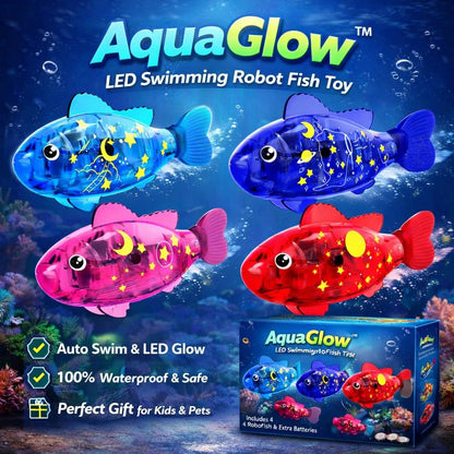 Magic Glowing Robot Fish (4-Pack) - Water-Activated LED Swimming Toys 🐠✨
