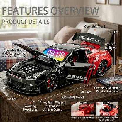 2026 Hypercar Alarm Clock - Realistic Engine Revving · Motion Light Effects