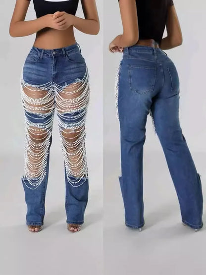 Upgrade your wardrobe 🔥Buy the trendy chain embellished jeans of 2026 now!