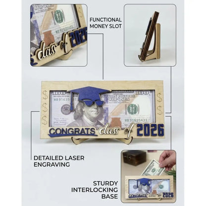 🎓 Class of 2026 Graduation Money Box – Wooden Cash Gift Holder