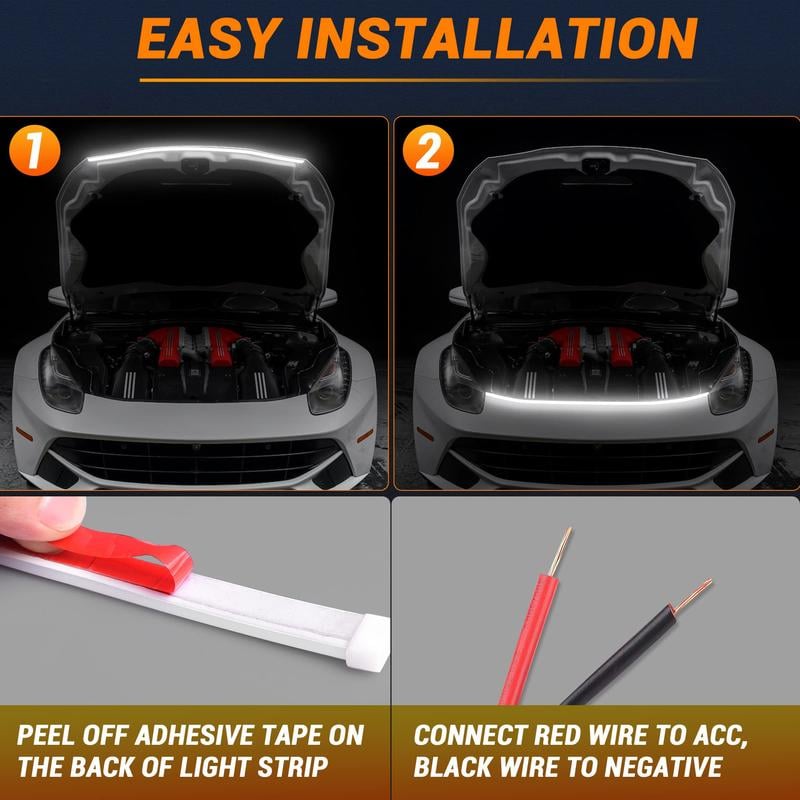 🚗71"High Brightness Automotive Hood Gap LED Strip - Ambient Lighting Package