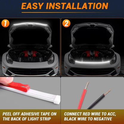 🚗71"High Brightness Automotive Hood Gap LED Strip - Ambient Lighting Package