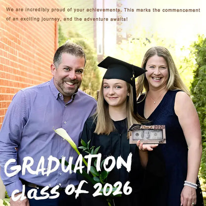 🎓 Class of 2026 Graduation Money Box – Wooden Cash Gift Holder