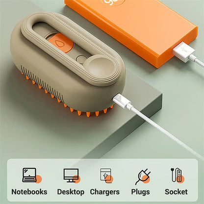 🐾Premium 3-in-1 Electric Pet Steam Brush - Steam, Massage & Hair Removal