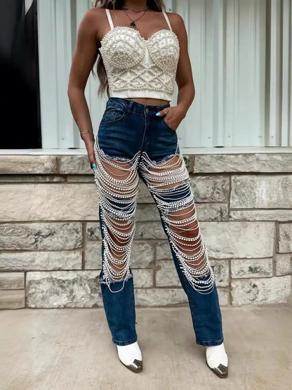 Upgrade your wardrobe 🔥Buy the trendy chain embellished jeans of 2026 now!