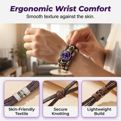 🌌 Wear Your Destiny: The 12 Zodiac Leather Bracelet 🌌