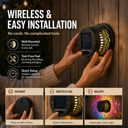 ✨Solar Mandala Wall Light | Outdoor Garden Fence Projector Lamp 🪐🌌