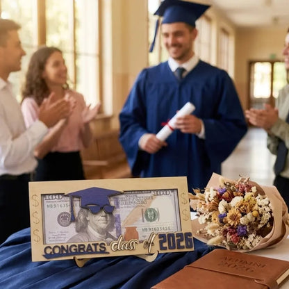 🎓 Class of 2026 Graduation Money Box – Wooden Cash Gift Holder