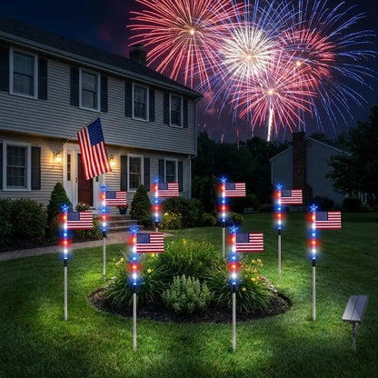 8 Solar American Flag Pathway Lights for 250th Independence Celebration
