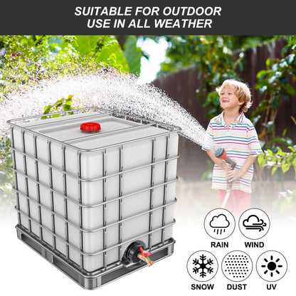 275-330 Gallon IBC Tote Tank Adapter - 2.44" Fine Thread, 1/2" NPT × 3/4" GHT Male Fittings with Garden Hose Quick Connector