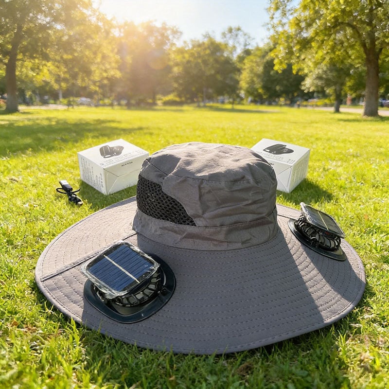 Summer Hot Sale🔥 New Ultralight Solar Fan Sun Hat – Lighter Than a Baseball!