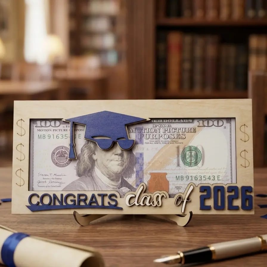 🎓 Class of 2026 Graduation Money Box – Wooden Cash Gift Holder