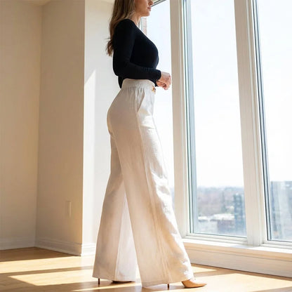 🔥Women's High-Waist Wide-Leg Trousers with Belt Accent💓Buy 2 Free Shipping